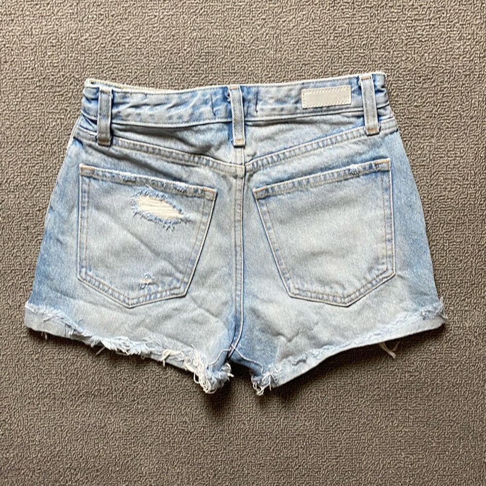 Abercrombie & Fitch High Rise Festival Distressed Light Blue Denim Shorts - Picture 2 of 5